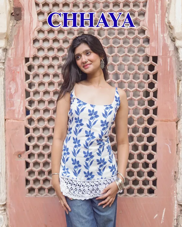 Chhaya_Jaipur_Block_Print_Halter_Neck_Short_Kurti_|_Summer_Ethnic_Wear_|_indiva