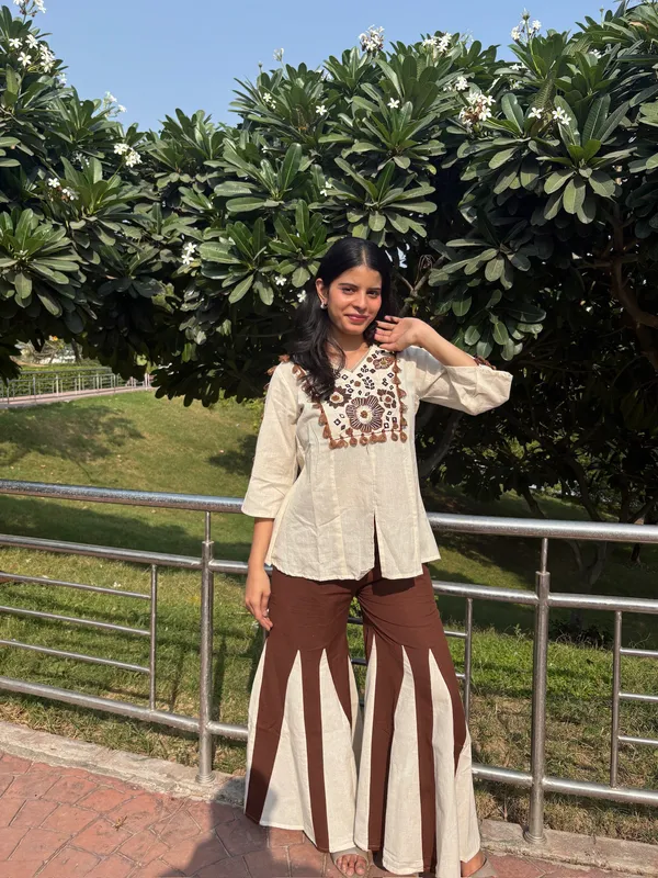 Beige_And_Brown_Cotton_Blend_Relaxed_Fit_Embroidered_Co-Ord_Set_For_Women