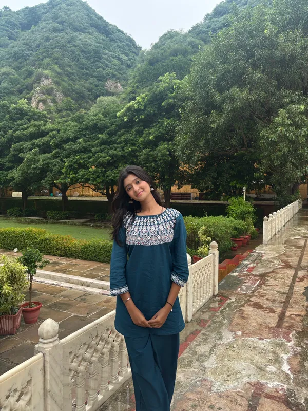 Teal_Blue_Cotton_Blend_Embroidered_Kurta_Pajama_Set_For_Women