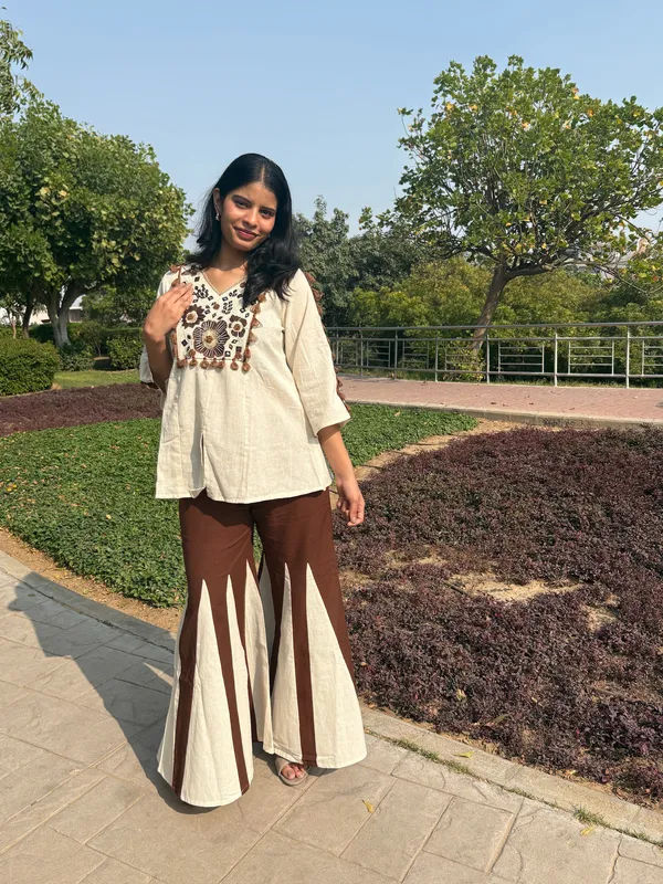 Beige_And_Brown_Cotton_Blend_Relaxed_Fit_Embroidered_Co-Ord_Set_For_Women