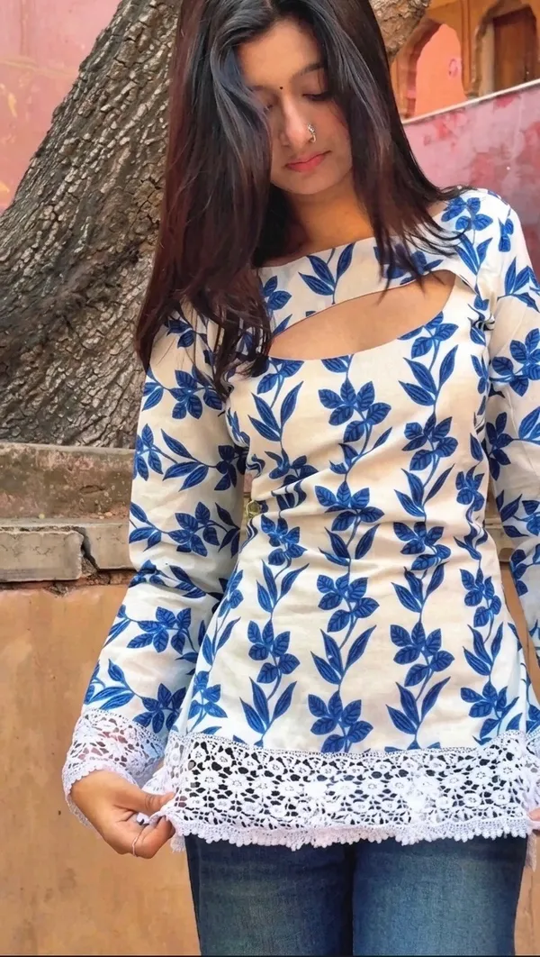 Chhaya_Jaipur_Block_Print_Halter_Neck_Short_Kurti_|_Summer_Ethnic_Wear_|_indiva