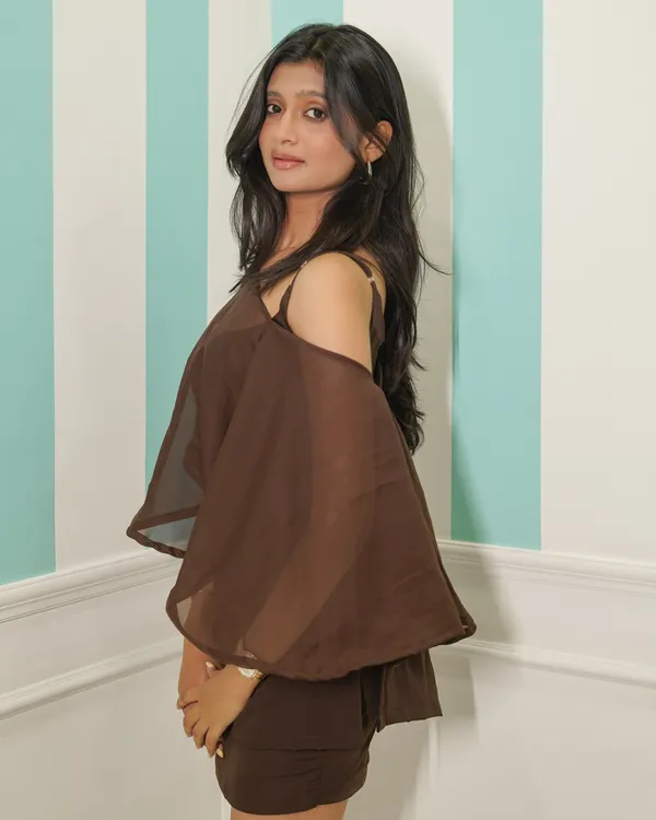 Chocolate_Off-Shoulder_Sheer_Cape_Top_&_Trouser_Set