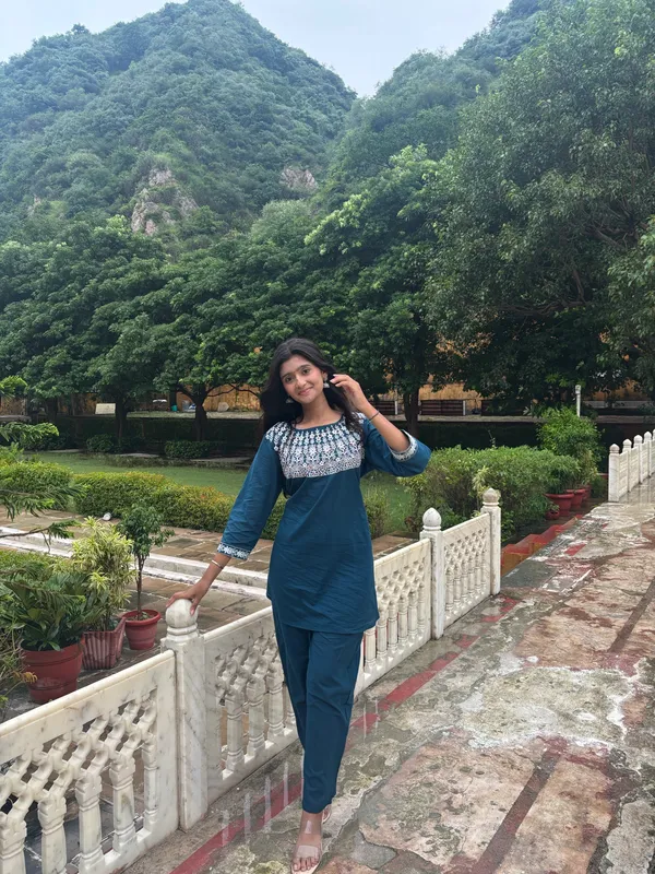 Teal_Blue_Cotton_Blend_Embroidered_Kurta_Pajama_Set_For_Women