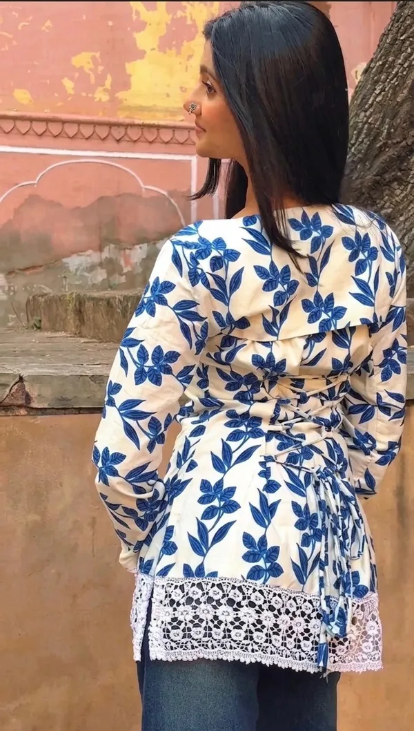 Chhaya_Jaipur_Block_Print_Halter_Neck_Short_Kurti_|_Summer_Ethnic_Wear_|_indiva