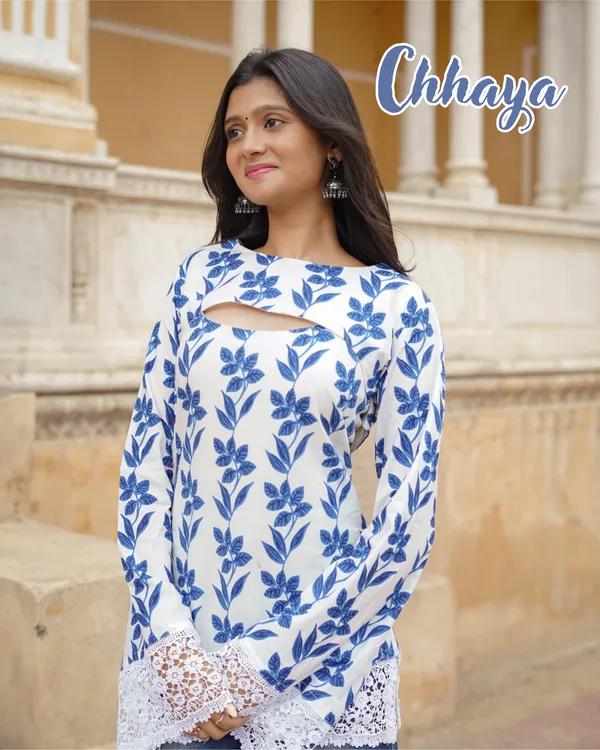 Chhaya_Jaipur_Block_Print_Halter_Neck_Short_Kurti_|_Summer_Ethnic_Wear_|_indiva