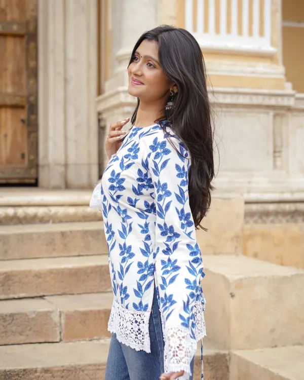 Chhaya_Jaipur_Block_Print_Halter_Neck_Short_Kurti_|_Summer_Ethnic_Wear_|_indiva