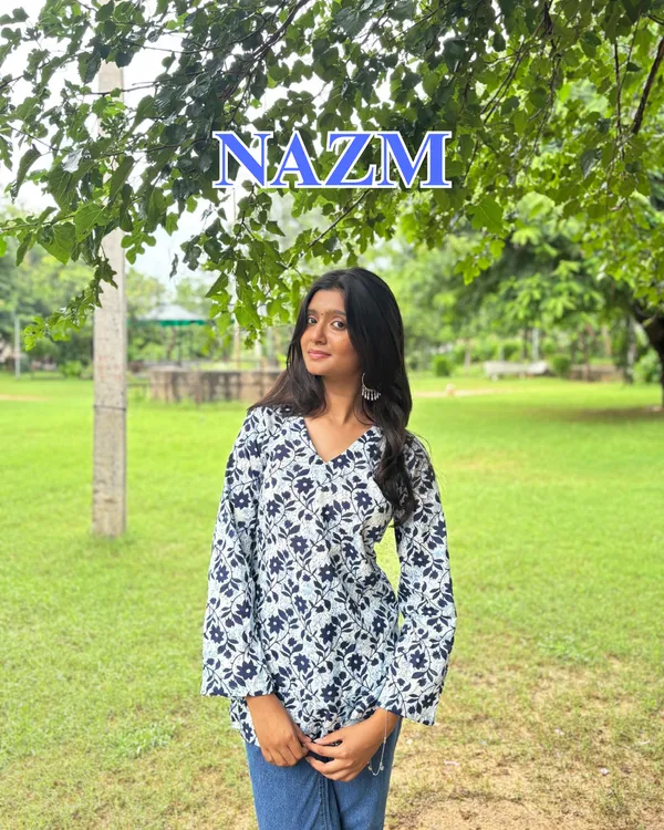 Nazm_Floral_Bell_Sleeve_Cotton_Top_|_Printed_Short_Kurti_|_invida