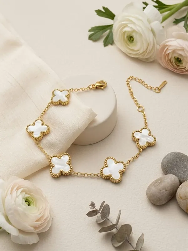 White_And_Golden_Stainless_Steel_Modern_Bracelet_For_Woman