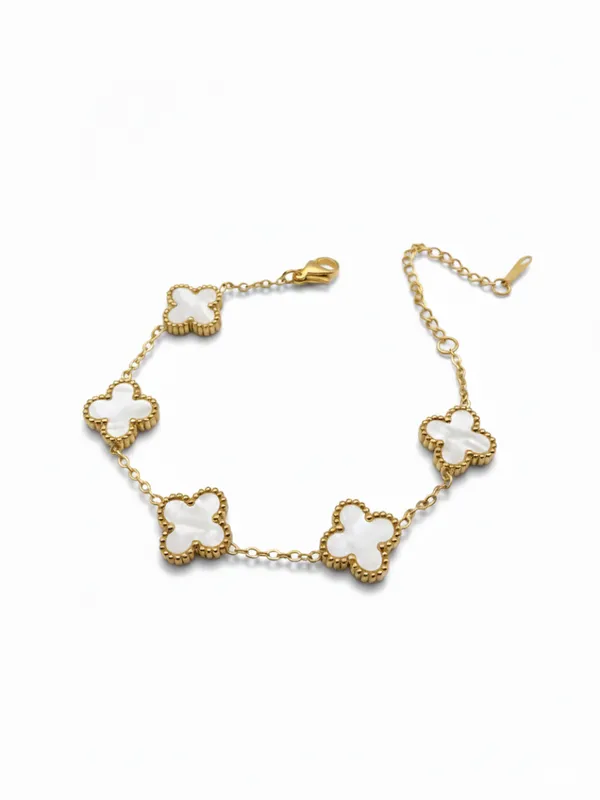 White_And_Golden_Stainless_Steel_Modern_Bracelet_For_Woman