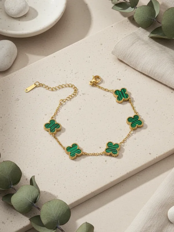 Green_And_Golden_Stainless_Steel_Modern_Bracelet_For_Woman