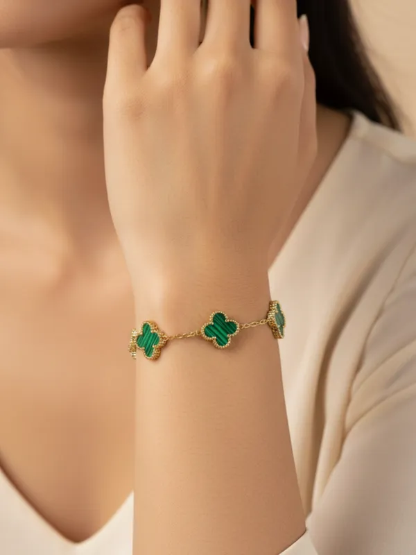 Green_And_Golden_Stainless_Steel_Modern_Bracelet_For_Woman