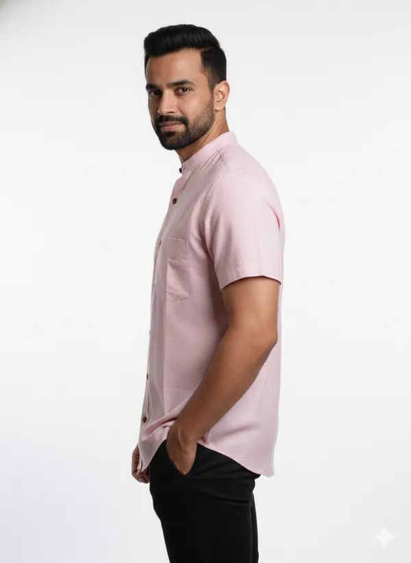 Pink_Handloom_Cotton_Regular_Fit_Half_Sleeve_Shirt_For_Men