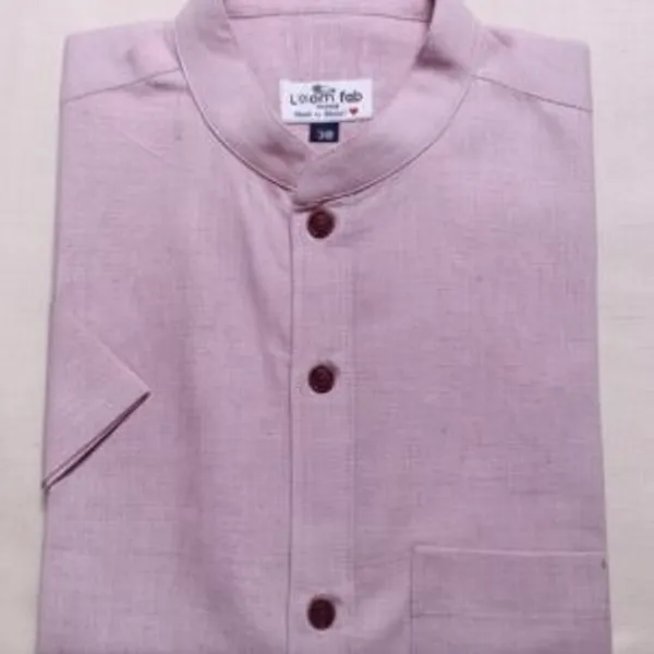 Pink_Handloom_Cotton_Regular_Fit_Half_Sleeve_Shirt_For_Men