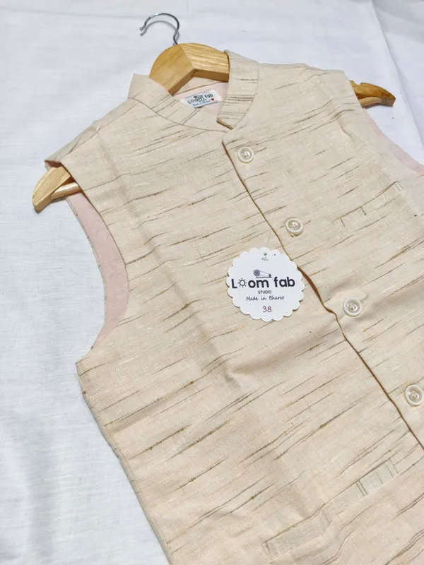Cream_Khadi_Modi_Jacket_For_Men