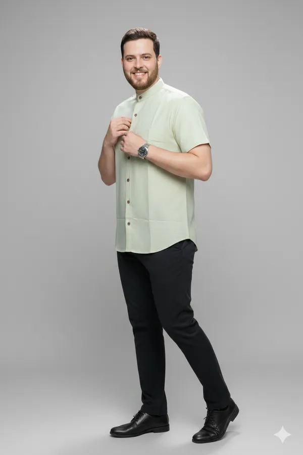 Green_Handloom_Cotton_Half_Sleeve_Shirt_For_Men