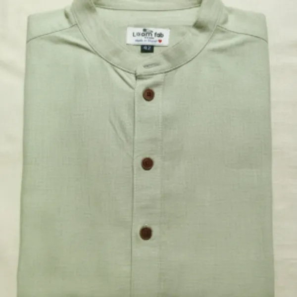 Green_Handloom_Cotton_Half_Sleeve_Shirt_For_Men