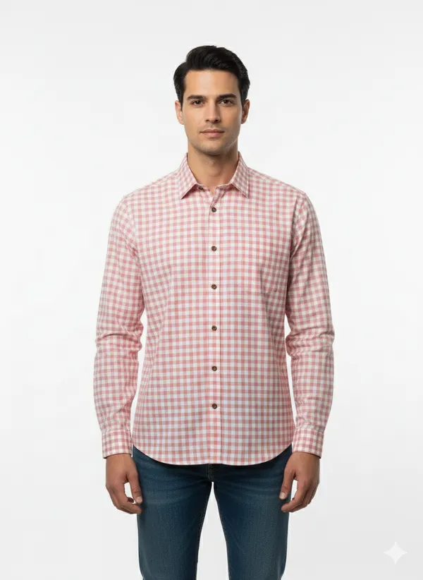 Light_Pink_Check_Handloom_Cotton_Full_Sleeve_Shirt_For_Men
