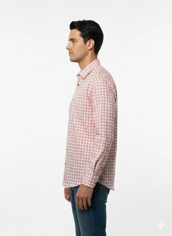 Light_Pink_Check_Handloom_Cotton_Full_Sleeve_Shirt_For_Men