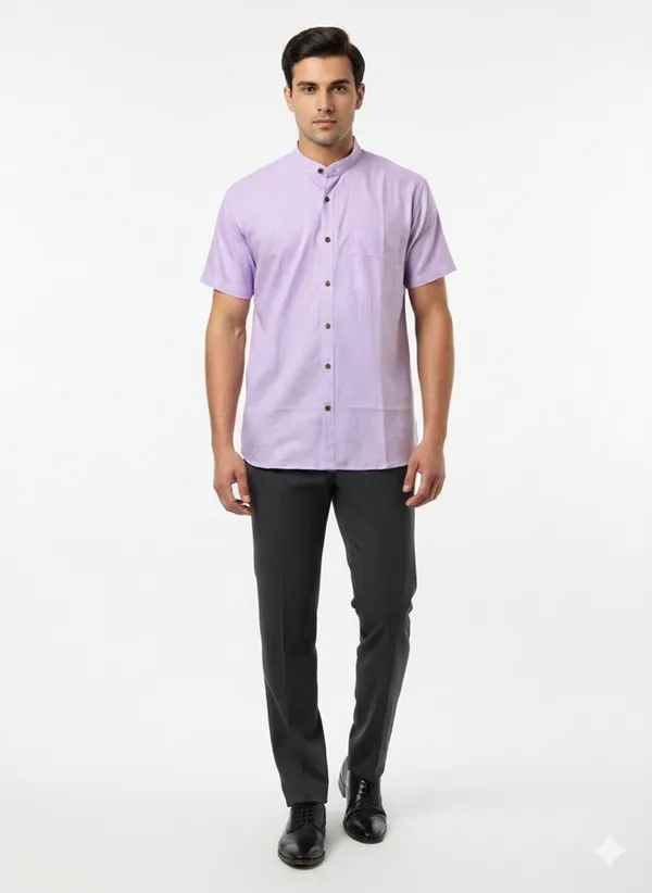 Purple_Handloom_Cotton_Half_Sleeve_Shirt_For_Men