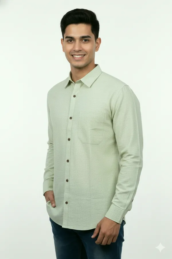 Pista_Green_Handloom_Cotton_Full_Sleeve_Shirt_For_Men