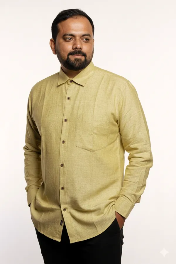 Mustard_Gold_Handloom_Cotton_Full_Sleeve_Shirt_For_Men