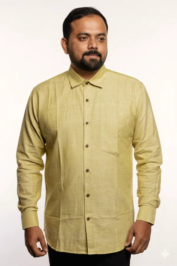 Mustard_Gold_Handloom_Cotton_Full_Sleeve_Shirt_For_Men