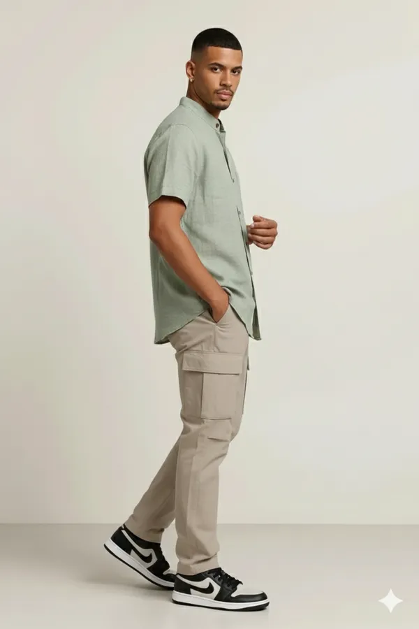 Green_Handloom_Cotton_Regular_Fit_Half_Sleeve_Shirt_For_Men
