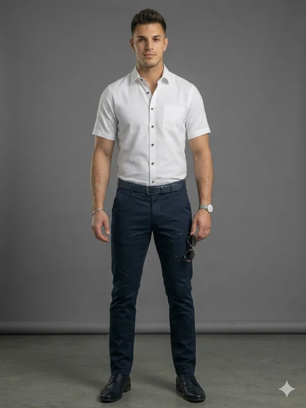 White_Handloom_Cotton_Half_Sleeve_Shirt_For_Men