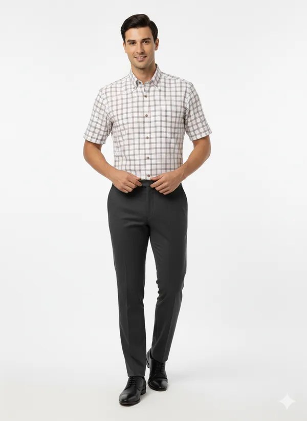 White_Check_Handloom_Cotton_Half_Sleeve_Shirt_For_Men