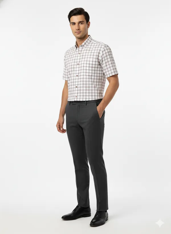 White_Check_Handloom_Cotton_Half_Sleeve_Shirt_For_Men