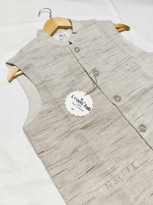 Grey_Khadi_Regular_Fit_Modi_Jacket_For_Men
