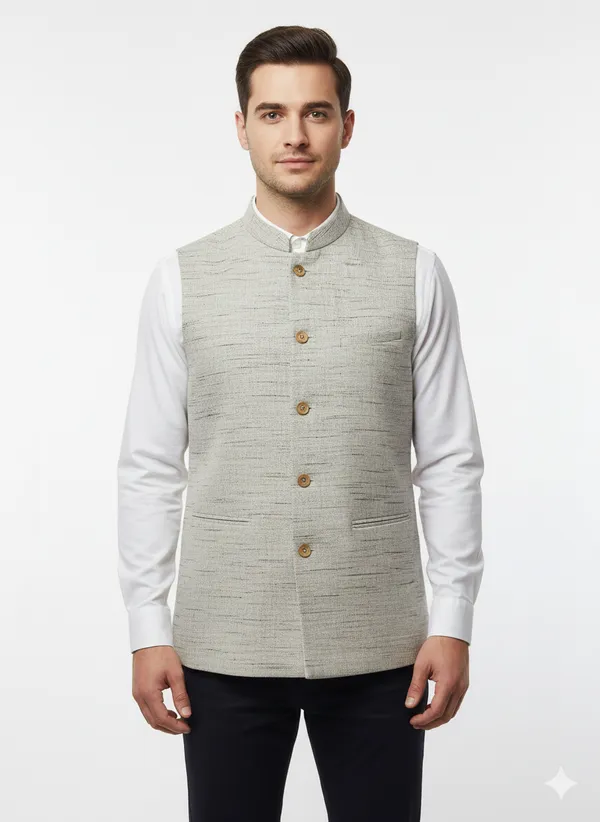 Grey_Khadi_Regular_Fit_Modi_Jacket_For_Men