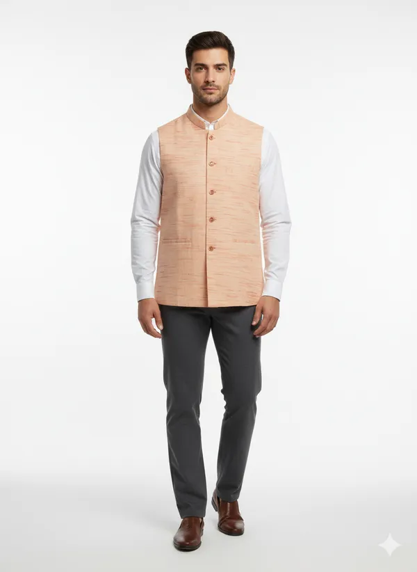 Orange_Khadi_Modi_Jacket_For_Men