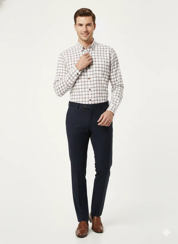 White_Cotton_Full_Sleeve_Check_Shirt_For_Men