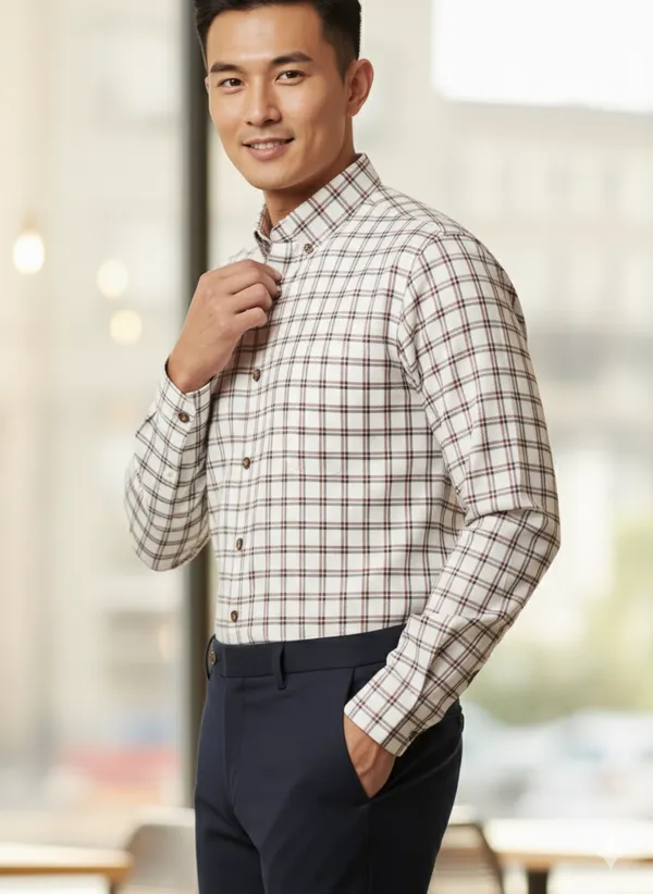White_Cotton_Full_Sleeve_Check_Shirt_For_Men