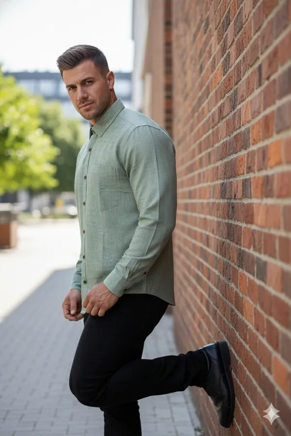 Green_Handloom_Cotton_Full_Sleeve_Shirt_For_Men