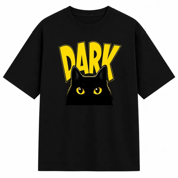 Black_Terry_Cotton_Oversized_Dark_Cat_Graphic_T-Shirt_For_Unisex