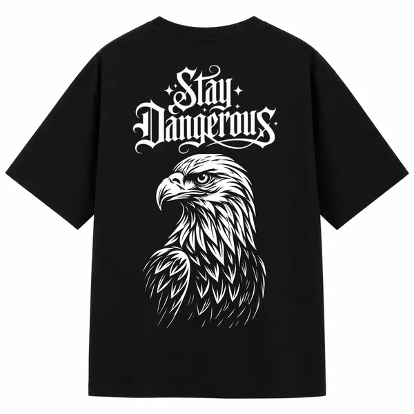 Black_Terry_Cotton_Oversized_Eagle_Gothic_Print_T-Shirt_For_Unisex