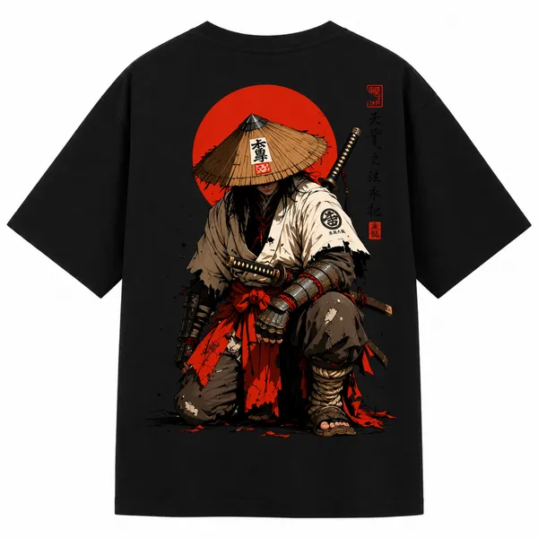 Black_Terry_Cotton_Oversized_Japanese_Samurai_Graphic_T-Shirt_For_Unisex