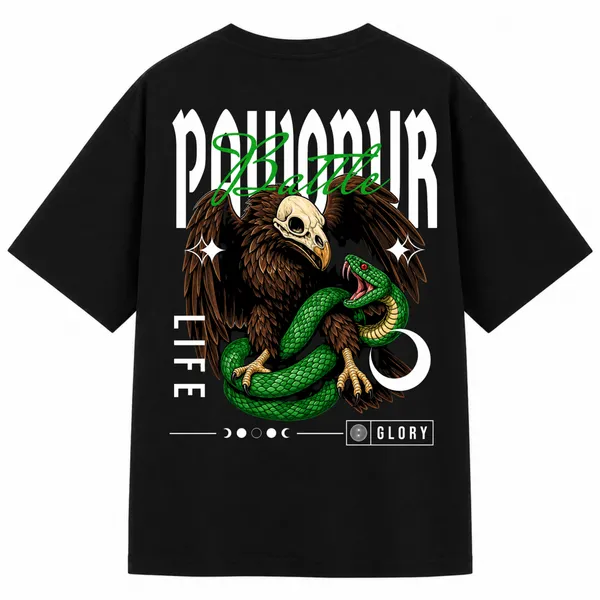 Black_Terry_Cotton_Oversized_Skull_Eagle_Graphic_Printed_T-Shirt_For_Unisex