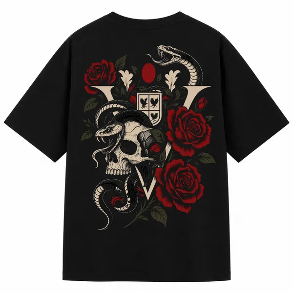 Black_Terry_Cotton_Oversized_Skull_Snake_Rose_Graphic_T-Shirt_For_Unisex