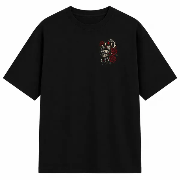 Gothic_Skull_Snake_Rose_Oversized_T-Shirt_Duo