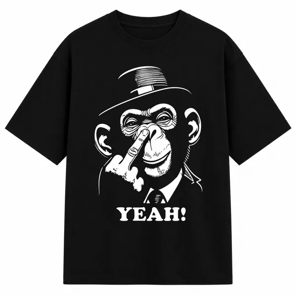 Black_Terry_Cotton_Oversized_Cool_Monkey_Graphic_T-Shirt_For_Unisex