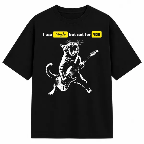Black_Terry_Cotton_Oversized_Single_Cat_Guitar_Graphic_T-Shirt_For_Unisex