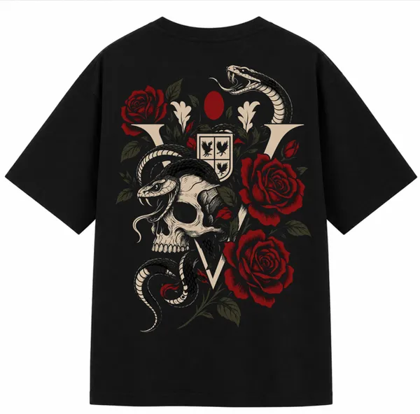 Gothic_Skull_Snake_Rose_Oversized_T-Shirt_Duo