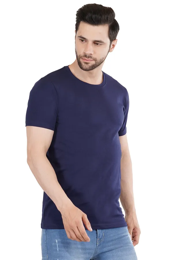 Navy_Blue_Cotton_Lycra_Premium_T-Shirt_For_Men