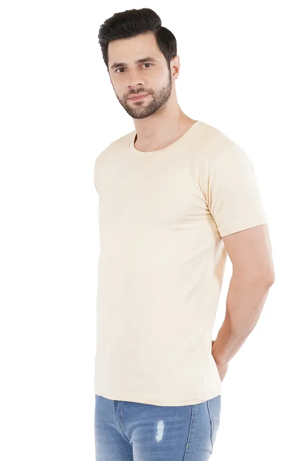 Cream_Cotton_Lycra_Premium_T-Shirt_For_Men