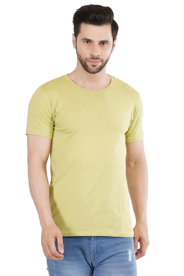Lime_Green_Cotton_Lycra_Premium_T-Shirt_For_Men