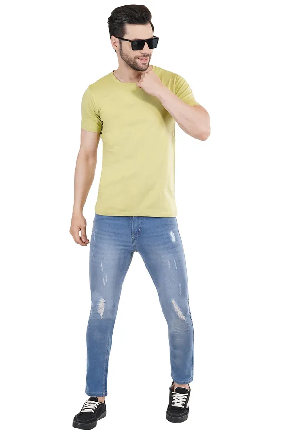 Lime_Green_Cotton_Lycra_Premium_T-Shirt_For_Men