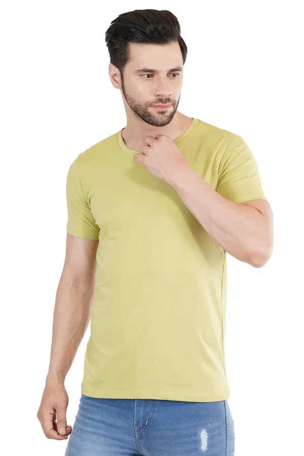 Lime_Green_Cotton_Lycra_Premium_T-Shirt_For_Men